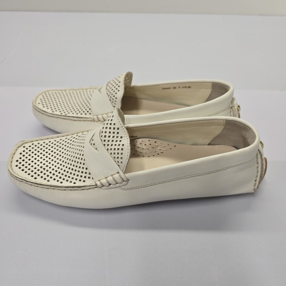 Cole Haan Womens Pinch Weekender Driver Loafers White Perforated Leather 8B - Picture 5 of 6